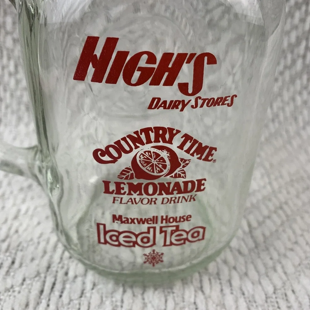 VTG‎ High's Dairy Drinking Jar Mug Lemonade Maxwell House Iced Tea Advertising